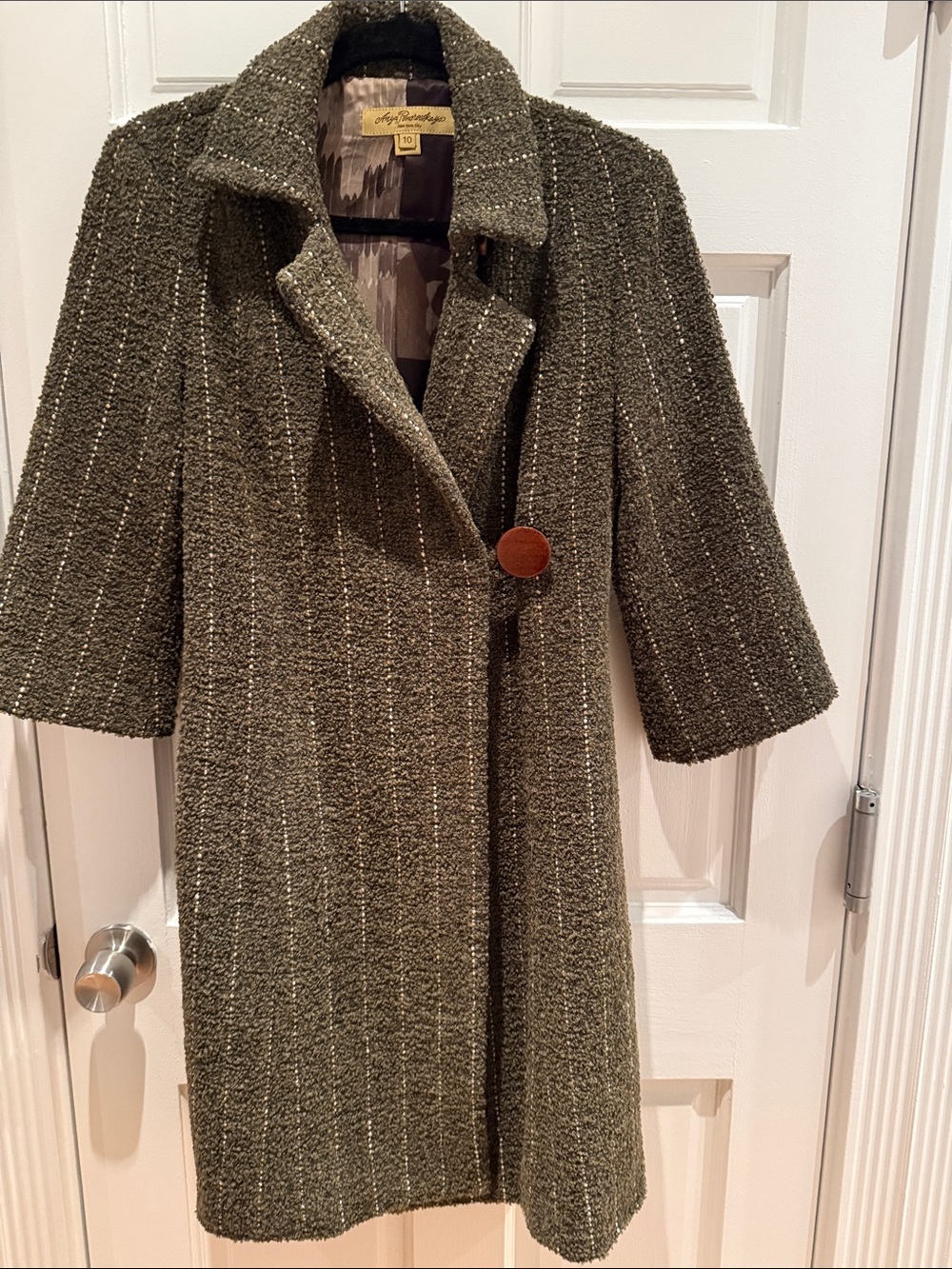 Anya Ponorovskaya Military Olive Wool 3/4 sleeve custom Jacket.